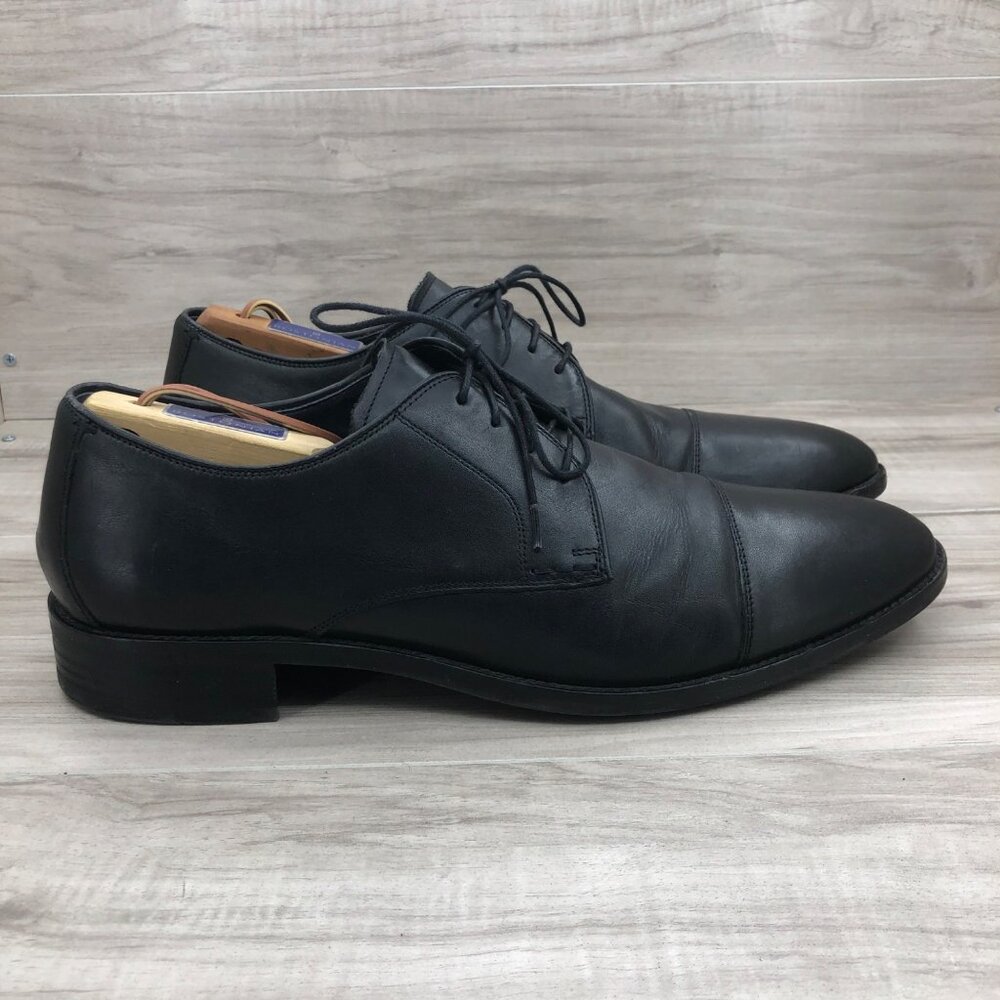 Cole Haan Derby Oxfords Mens 12M Black Leather Lace Up Cap Toe Dress Shoes